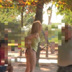 Hunting around El Retiro. Incredible Monica knows just what to do to 'pick up' any stranger